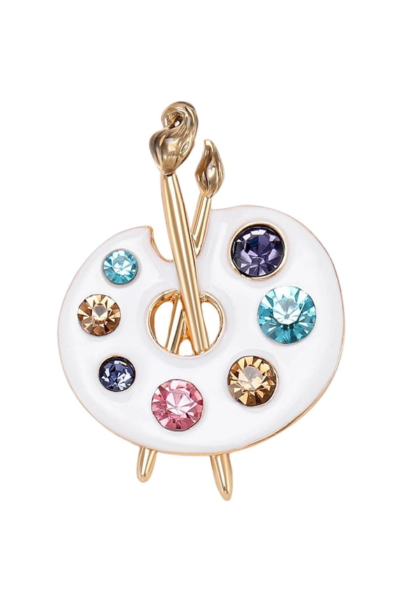 Draw Palette Brooch Vintage Rhinestone Pins Rainbow Crystal Lapel Pins Unisex Casual Pin Party Clothes Dress Accessory