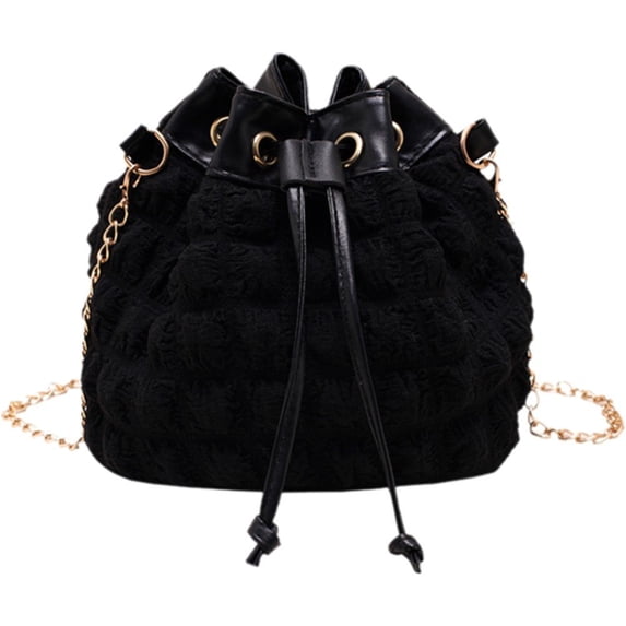 Jiibva Drawstring Bucket Bag Fashion Bucket Bags for Women, Drawstring Shoulder Bags, Crossbody Bag Elegant Tote Bag with Chain for Date
