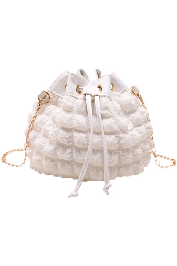 Drawstring Bucket Bag Fashion Bucket Bags for Women, Drawstring Shoulder Bags, Elegant Crossbody Bag with Chain for Work and Date