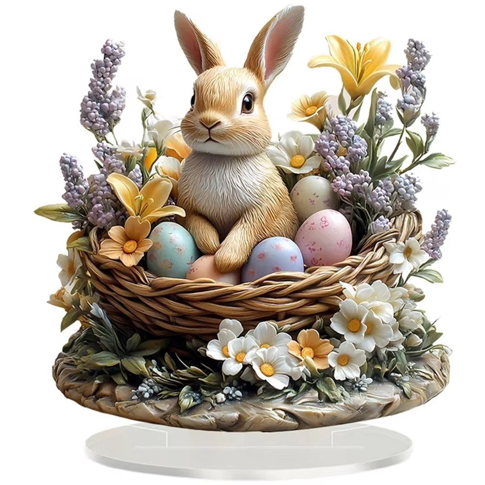 Jiibva Easter Bunny Ornament 2D Easter Rabbit Acrylic Rabbit Statue ...