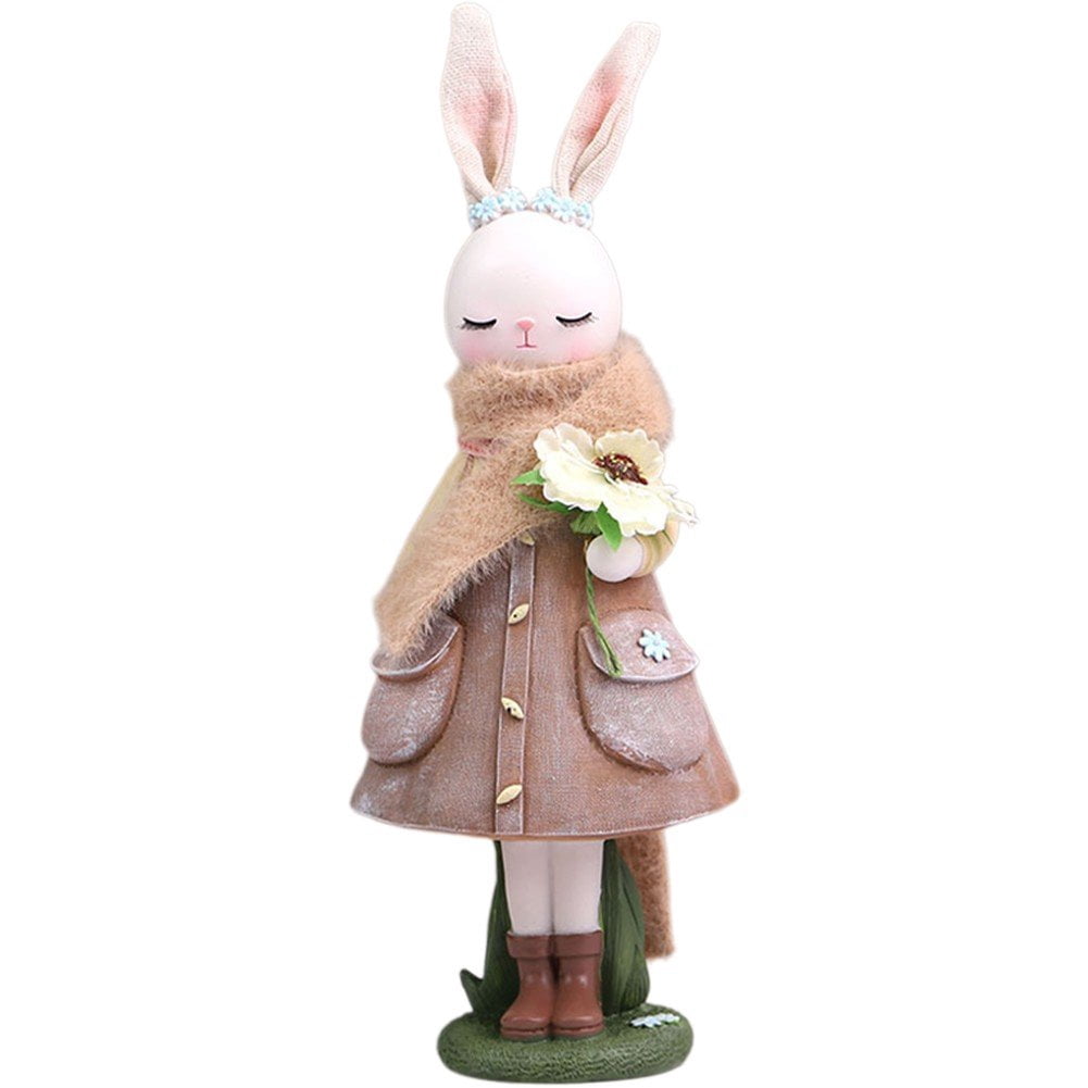 Jiibva Easter Bunny Statue Resin Rabbit Ornaments Cartoon Bunny Desktop Decor Rabbit Home Ornaments Bunny Easter Party Decor