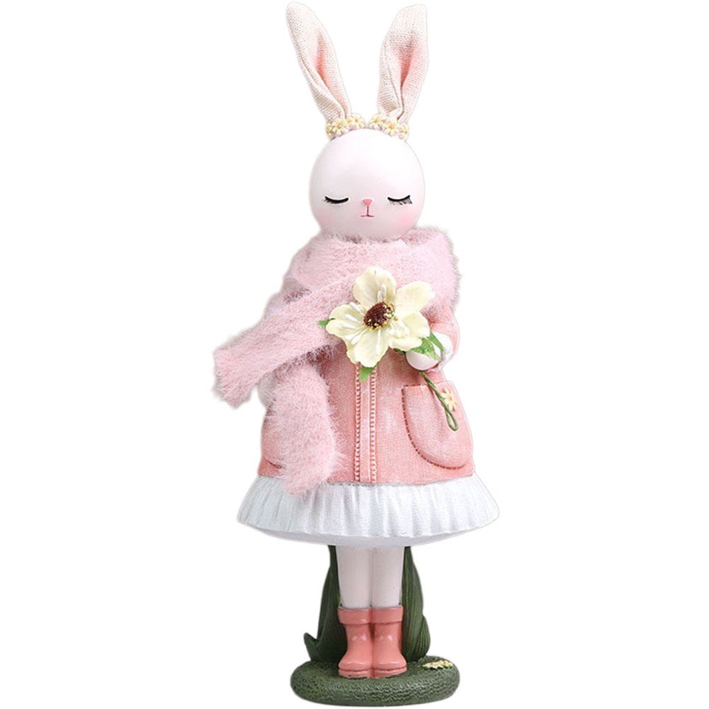 Jiibva Easter Bunny Statue Resin Rabbit Ornaments Cartoon Bunny Desktop Decor Rabbit Home Ornaments Bunny Easter Party Decor