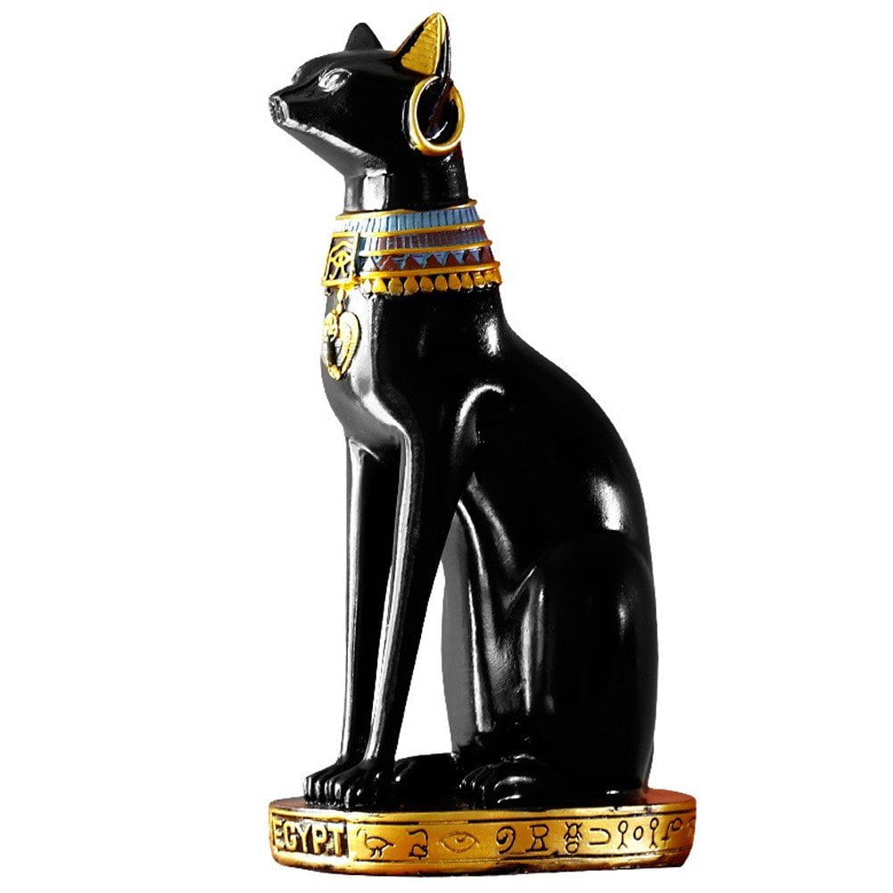 Jiibva Egyptian Cat Ornament Resin Egyptian Cat Statue Egyptian Cat Sculpture for Home Room Garden Gorgeous Decor