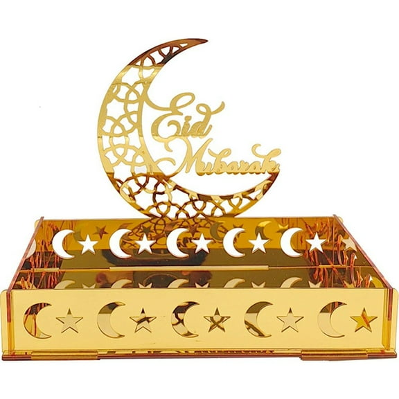 Jiibva Eid Mubarak Moon Star Dinner Plate Tray Star and Moon Tray Islamic Pastry Tray Tableware Dessert Food Storage Container Party Supplies