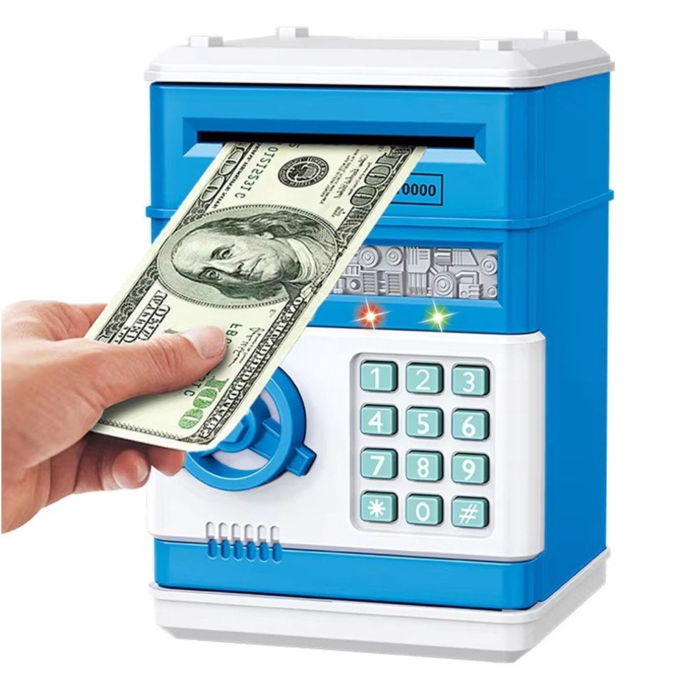 Real Money In Box Jiibva Electronic Piggy Bank, Automatic Mini Money Bank Coins Cash ...
