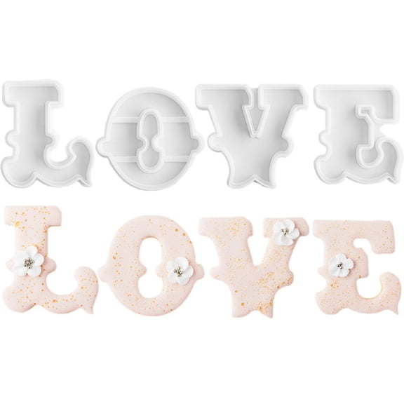 Jiibva English Letter Cake Decoration Tools Large Alphabet Birthday Wedding Cake Biscuit Mould DIY Fondant Pastry Forms Cookie Cutter Valentines Day