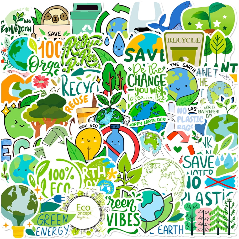 Jiibva Environmental Protection Stickers 50Pcs Earth Protection ...