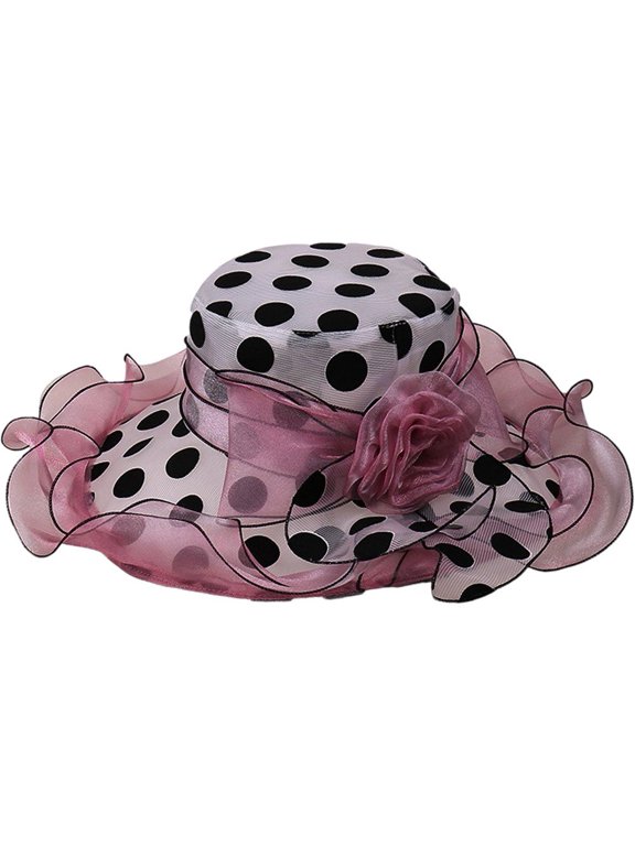 Europe Style Sun Hat Women Organza Polka Dots Hat Wide Brim Floral Hat Elegant Spring Cap UV Protection Caps for Travel