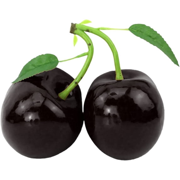Jiibva Fake Cherry, 1pc Artificial Fruits Model Fruit, Fake Red Cherries, Artificial Lifelike Simulation Small Red Black Cherries for Home Kitchen