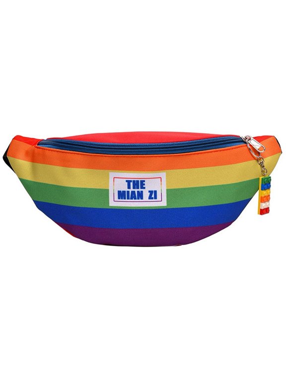 Fanny Pack for Men Women Retro Rainbow Cute Waist Bag for Festival Rave Hiking Running Cycling