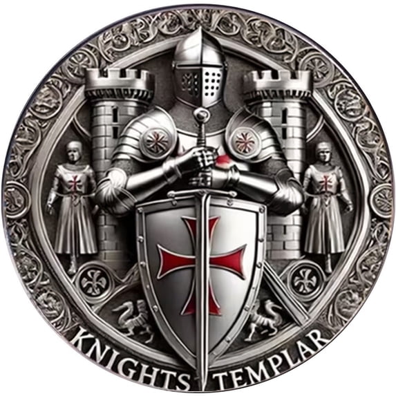 Jiibva Fashion Templar Knight Cross Brooch Stainless Steel Round Lapel Pin Badge Handcrafted Lapel Pin Badge Brooch for Men Women