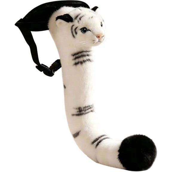 Jiibva Faux Fur Animal Tail Costume Prop with Adjustable Waist Belt White 45cm