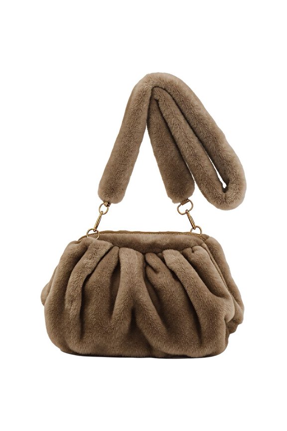 Faux Fur Shoulder Bag for Women, Plush Ladies Clutch Purse Bag, Trendy Winter Furry Crossbody Bag Handbag