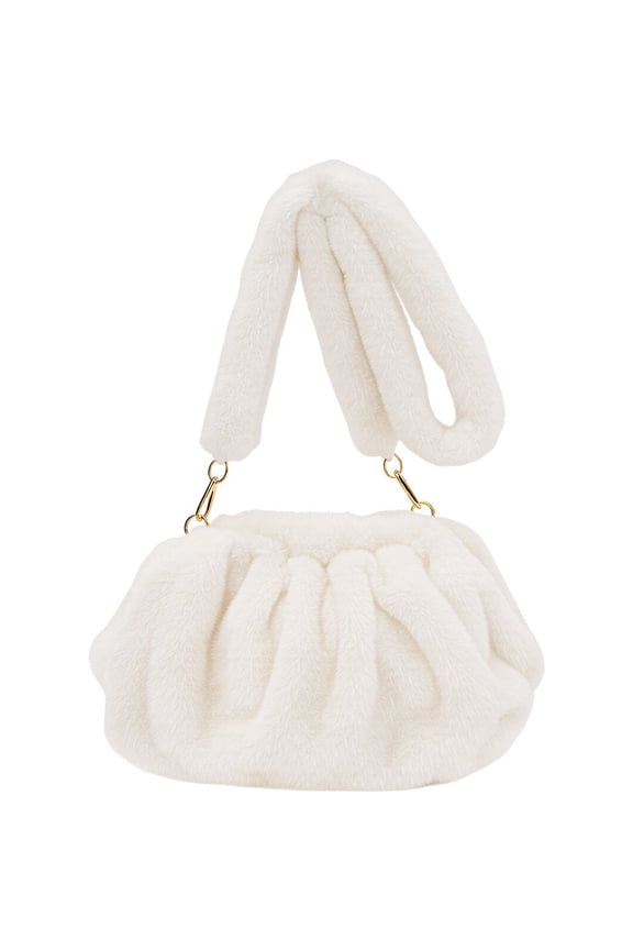 Faux Fur Shoulder Bag for Women, Plush Ladies Clutch Purse Bag, Trendy Winter Furry Crossbody Bag Handbag