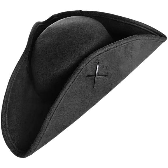 Jiibva Faux Leather Pirate Hat,Tricorn Pirate Hat,Novelty Leather Pirate Hat for Men Women Halloween