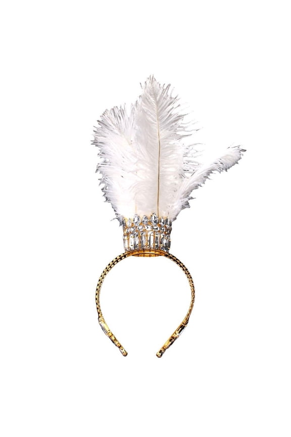 Feather Rhinestone Crown Headband Rhinestone Headdress Baroque Crystal Crown Tiara Gothic Prom Accessories for Weddings, Masquerade