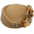 thumbnail image 1 of Jiibva Felt Beret Hat Vintage British Turban Hat Floral Rhinestone Beret Caps Church Derby Hat Painter Hat Newsboy Dome Bowler Cap for Ladies, 1 of 7