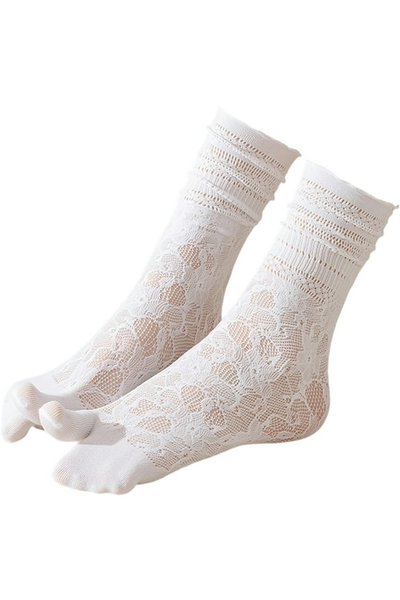 Flip Flop Socks 1 Pairs Lace Toe Socks Women Tabi Geta Socks Hollow Out Mesh High Tube Cotton Socks With Separate Fingers