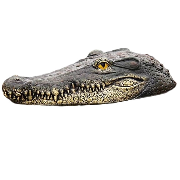 Jiibva Floating Crocodile Head Sculpture, Resin Animal Statue for Pond and Garden Water Feature