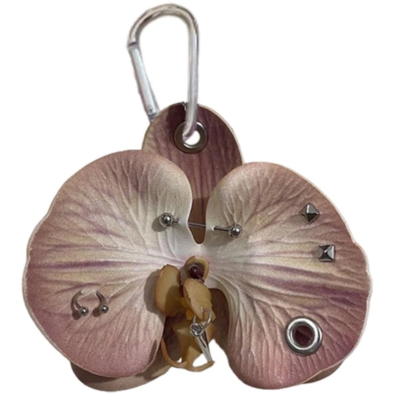 Jiibva Flower Keychain, Simulation Orchid Lily Keychain Y2k Aesthetic Flower Keyring Bag Purse Charms Handbags Decoration Accessories