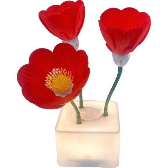 Jiibva Flower Night Light Lamp, Dimmable Desk Lamp Bedside Night Lights, Automatic Flowering Night Light, Wireless Breathing LED Light for Living Room, Bedroom