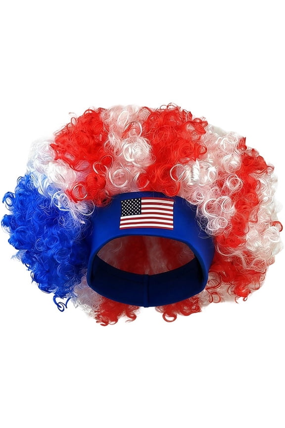 Football Game Flag Colored Fan Wigs Hat, National Flag Afro Fan Wig Headgear Funny Headwear for Soccer Match Celebration Flag Colorful Event Hairband