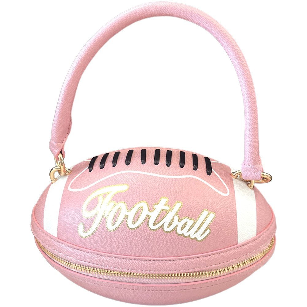 Jiibva Football Shaped Tote Bag Fun Shape Purse for Women Novelty Handbags Chain Crossbody Bag for Teens with Adjustable Shoulder Strap