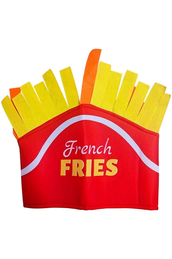 French Fries Novelty Food Hat, Funny Fries Shape Hat Soft Cloth Costume Accessory Hat for Halloween Costume Prop Party Head Dress up