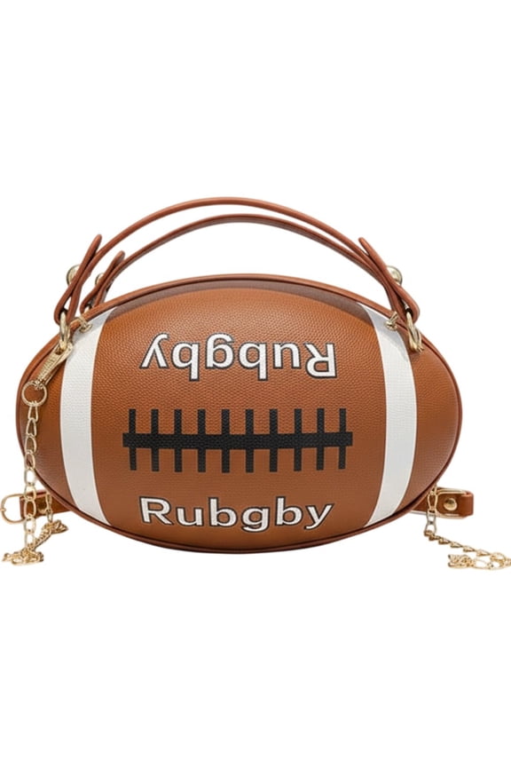 Fun Shape Purse Football Shaped Crossbody Bag Novelty Handbags Rugby Shoulder Bags Football Purse Unique Chain Crossbody Bags For Women