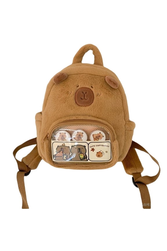 Funny Cute Capybara Backpack Kawaii Cartoon Capybara Ita Bag Animals Backpack Fashion Transparent Pocket Daypack Bag