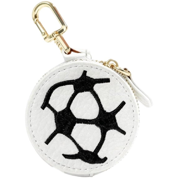 Jiibva Funny PU Leather Mini Coin Bag with Keychain Football Basketball Rugby Shaped Coin Purse Bag Charm Pendant Keyring