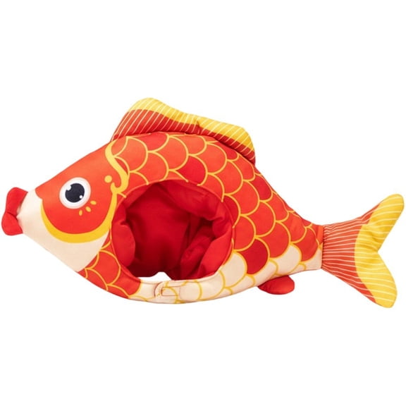 Jiibva Funny Plush Fish Cap - Soft Animal Headwear Novelty Accessory for Photography Easter Carnival Party