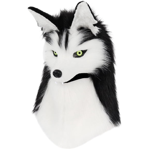 Jiibva Furry Animal Hat Wolf Dog Plush Fur Head Mask for Halloween Party