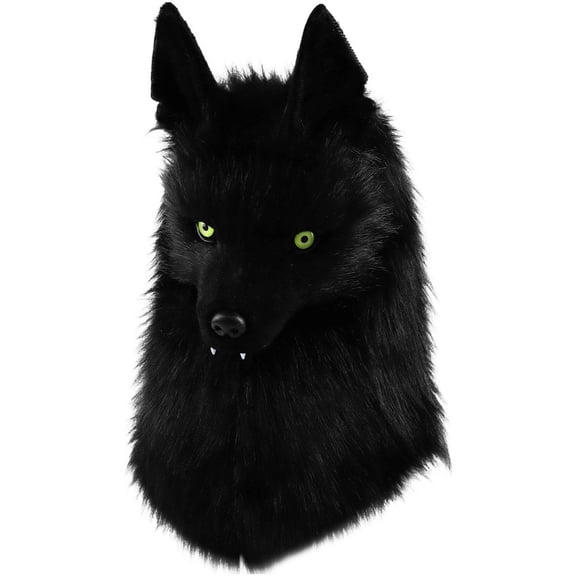 Jiibva Furry Animal Head Mask Wolf Dog Plush Fur Hat for Halloween Party