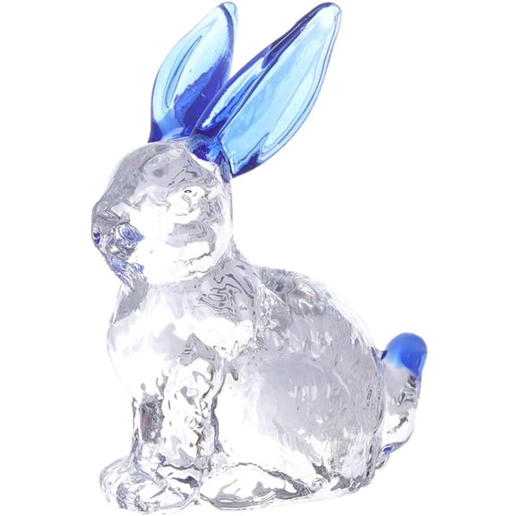 Jiibva Glass Rabbit Figurine Cute Crystal Rabbit Statue Tiny Animal Sculpture Art Animal Decor Ornament for Home Office
