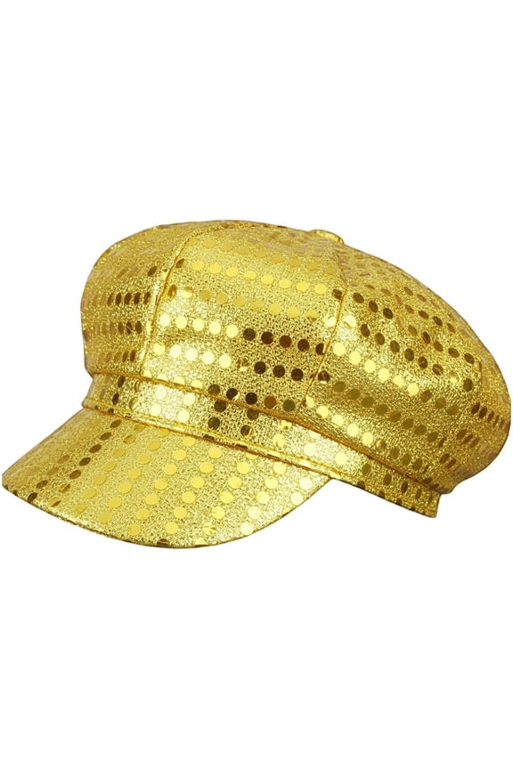 Glitter Sequin Hat 70s Disco Adult Hat Bling Costume Hats Retro Dress Up Caps Newsboy Cap Beret Birthday Party Dance Caps Fancy Dress Accessory