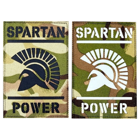 Jiibva Glow-in-the-Dark Spartan Warrior Pattern Sewing Patch Set, 2Pcs Embroidered Applique Badges for Bags Jackets DIY 9x6cm