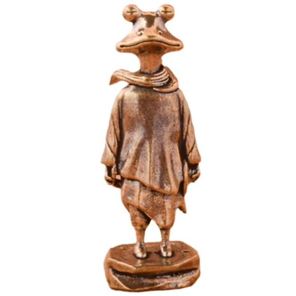 Jiibva Gold Brass Frog Statue Adorable Frog Decor,Small Asian Gifts for Living Room Metal Figurines