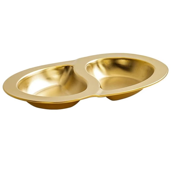 Jiibva Gold Double Grid Divided Stainless Steel Serving Platter Tableware Plates for Parties