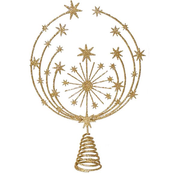 Jiibva Gold Glitter Christmas Tree Topper Star Sparkling Reusable Christmas Topper Decor Iron Xmas Tree Ornament Holiday Party
