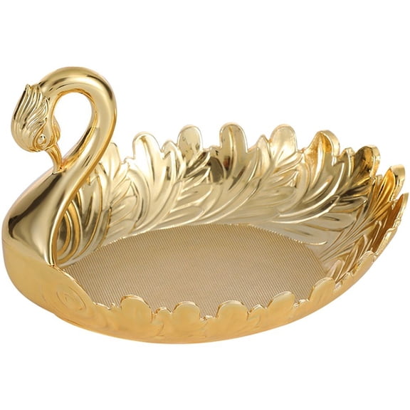 Jiibva Gold Swan Shaped Metal Fruit Plate Tableware Plates for Home Decor