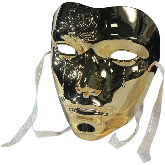 Jiibva Golden ABS Full Face Venetian Masquerade Mask For Men Halloween Party 19x16cm
