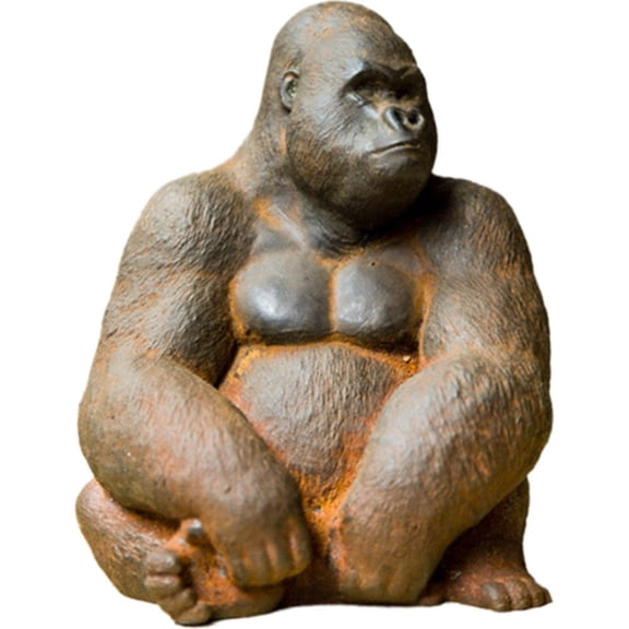 Yvsxxv Vintage Iron Powder Resin Gorilla Statue, Creative Home Office Desktop Decor Sculpture, 4.53*3.35inch