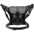 thumbnail image 1 of Jiibva Gothic Punk Rivet Purse Satchel, PU Leather Shoulder Crossbody Top-Handle Bag Tote Handbag, Retro Trends Black Shoulder Waist Bags for Men Women, 1 of 7