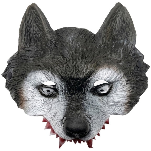 Jiibva Gray PU Foam Werewolf Half Face Mask 3D Fangs 25 x 23.5cm Halloween Props