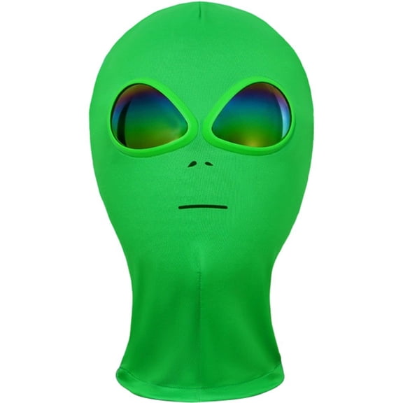 Jiibva Green Polyester Alien Full Face Mask Hood Balaclava One Size Halloween Cosplay