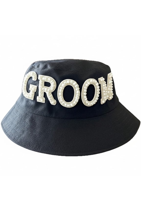 Groom Bucket Hats Pearl Letter Fisherman Hat for Hen Party, Wedding Bachelorette Party bridal shower decorate Mrs Mr gift Honeymoon Photos Prop