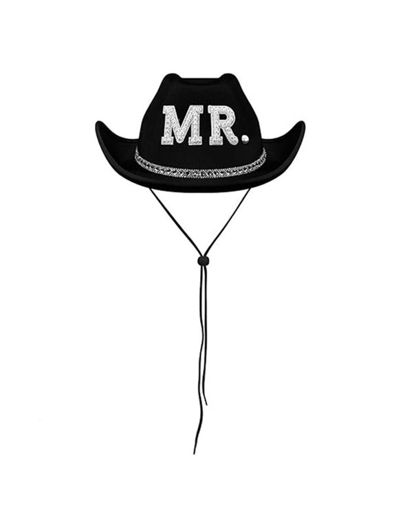 Groom Panama Hat Rhinestone Cowboy Cap Novelty Groom Accessories for Wedding Bridal Shower Parties Stage Show Decoration