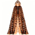 thumbnail image 1 of Jiibva Halloween Bat Print Mesh Cape Gothic Hooded Witch Cloak Orange 190cm, 1 of 7