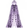 thumbnail image 1 of Jiibva Halloween Bat Print Mesh Cape Gothic Hooded Witch Cloak Purple 190cm, 1 of 7